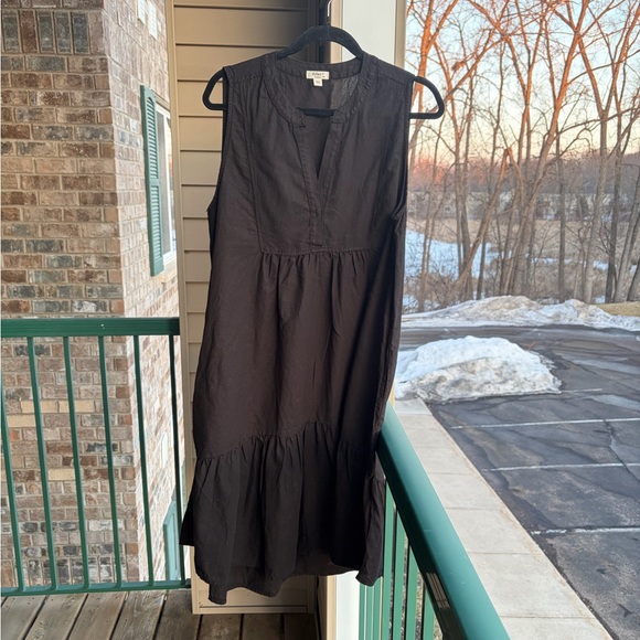 🆕☘️Dylan Black Linen Blend Sleeveless Midi Dress Ruffle V-Neck Boho Size Medium - Picture 3 of 16